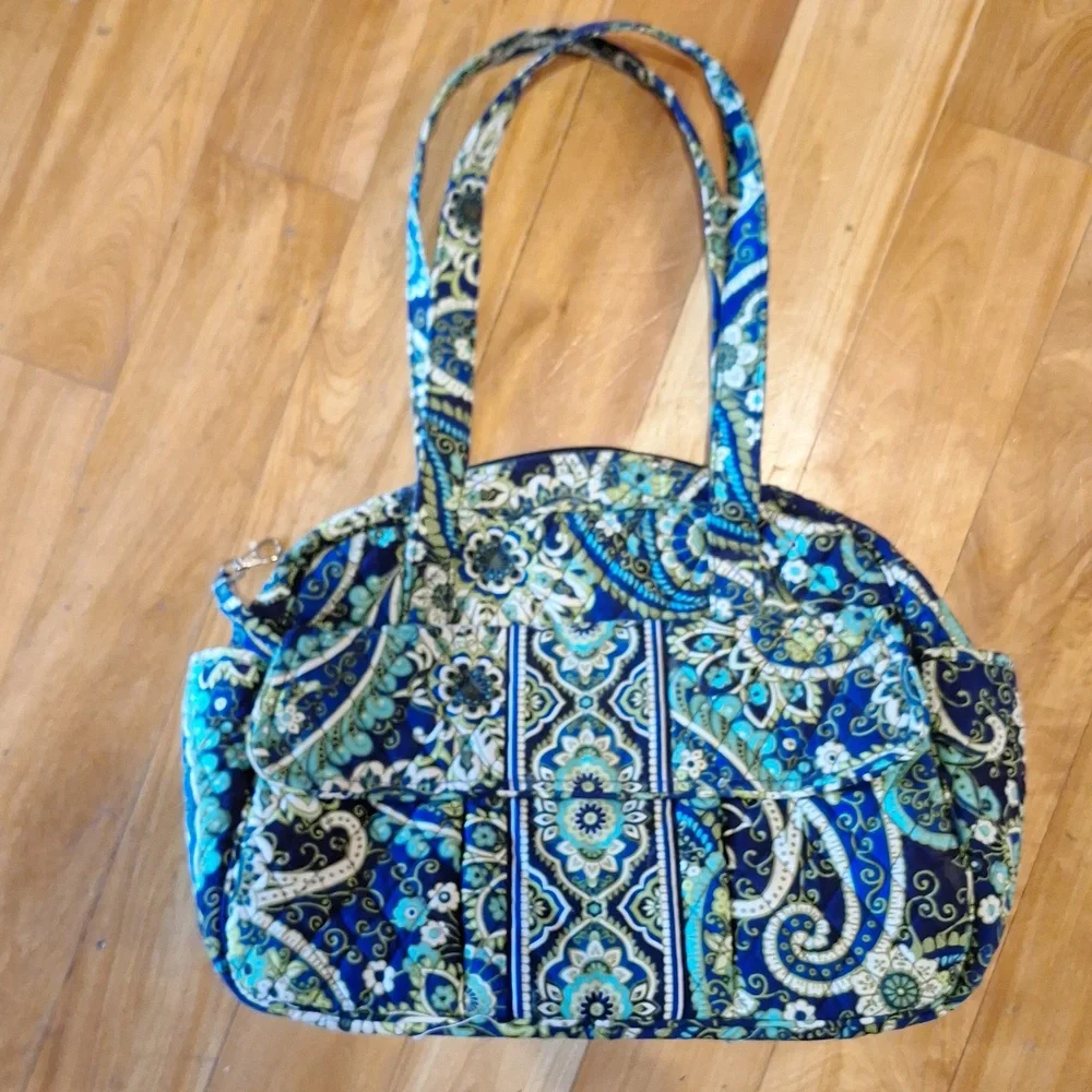 Vera Bradley Rhythm & Blues paisley floral print overnight tote / baby bag